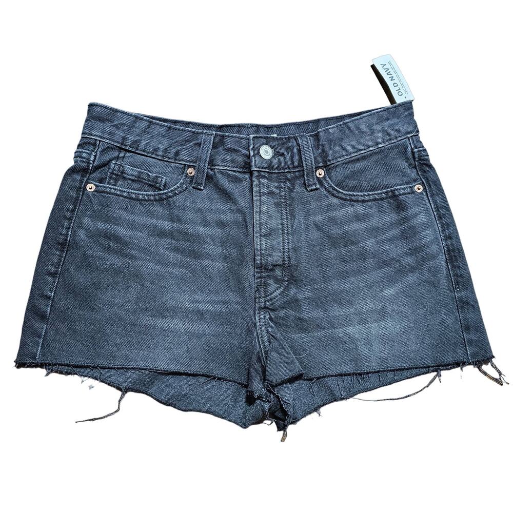 Old Navy Womens 4 Black High-Rise O.G. Straight Denim Jean Shorts NEW
